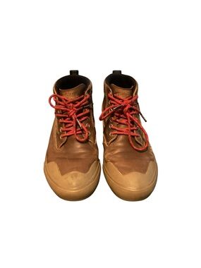 Men's Chrome Industries Storm 415 Brown Leather Ankle Boots with Red Laces